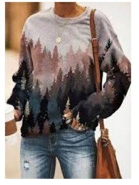 NWOT Women’s Purple Trees Lightweight Sweatshirt Size XL
